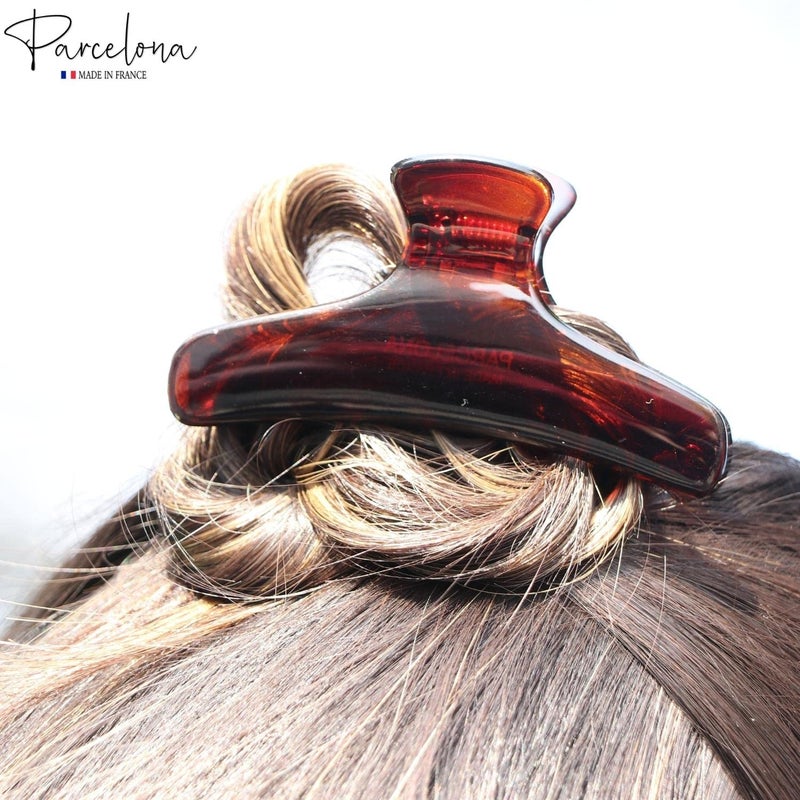 Parcelona French Flat Tortoise Shell Large Salon Covered Spring Jaw Hair Claw Clip Clutcher Clamp - Image 3